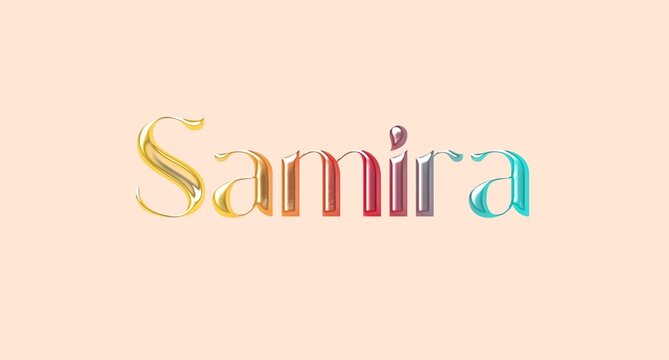 Samira name. Arabic latin Name illustration. Colorful gradient graphic vector typography with removable background. 3D Separate Arabian name.
