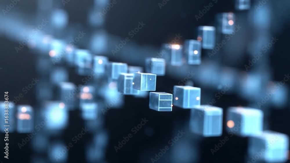 Poster blockchain technology abstract: an artistic, almost ethereal visualization of blockchain technology.
