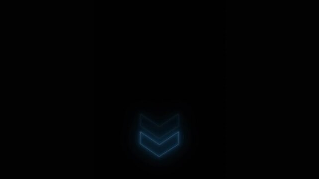 down arrow animation showing downward movement. Red arrow symbolizes alert, download, or decrease. Blinking directional arrow animation, arrow direction sign on black background.