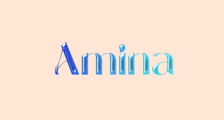 Amina name. Arabic latin Name illustration. Colorful gradient graphic vector typography with removable background. 3D Separate Arabian name.