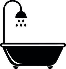 Bathtub Silhouette with Shower Head