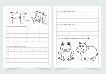 Alphabet Letter F Tracing & Coloring Worksheets – Uppercase and Lowercase Practice for Preschool | Alphabet Worksheets – Trace, Write, and Color for Preschool Learning
