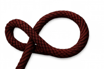 Crimson infinity rope curving seamlessly against translucent backdrop, symbolizing unending connection and boundless potential