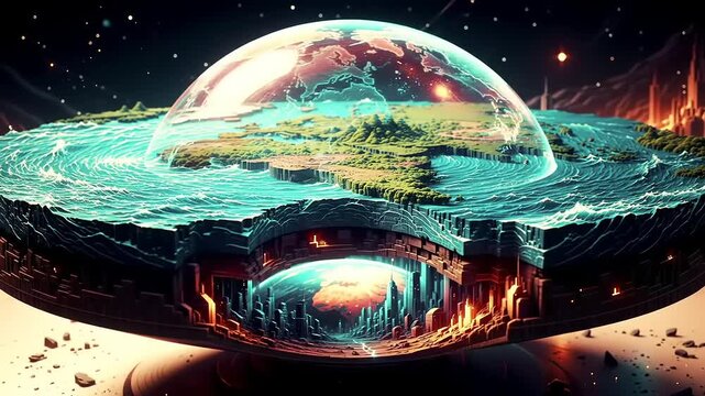Flat Earth Scifi Fantasy Globe.