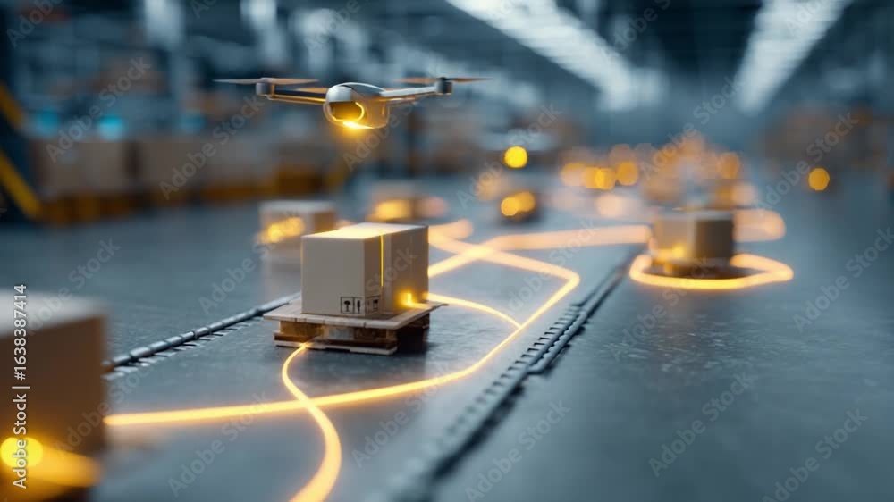 Poster smart logistics and drone innovation: a dynamic view showcases the cutting-edge intersection of aeri