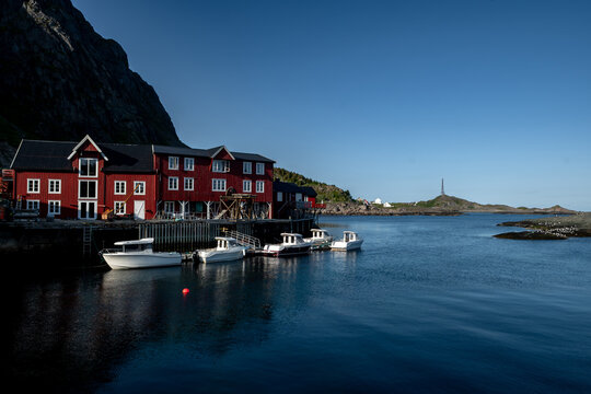 Harbor And Buildings In Village A I Lofoten At Lofoten Islands In Norway