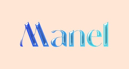 Manel name. Arabic latin Name illustration. Colorful gradient graphic vector typography with removable background. 3D Separate Arabian name.