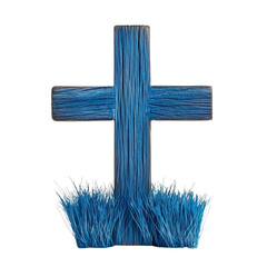 Wooden crosses in the grass symbolizing faith on transparent png background. Ai generated