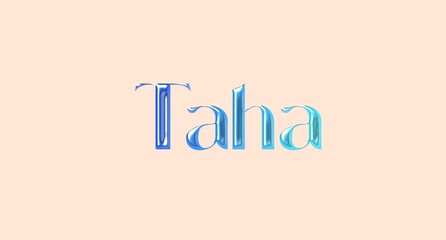 Taha name. Arabic latin Name illustration. Colorful gradient graphic vector typography with removable background. 3D Separate Arabian name.