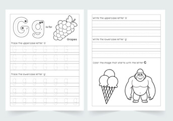 Alphabet Letter G Tracing & Coloring Worksheets – Uppercase and Lowercase Practice for Preschool | Alphabet Worksheets – Trace, Write, and Color for Preschool Learning