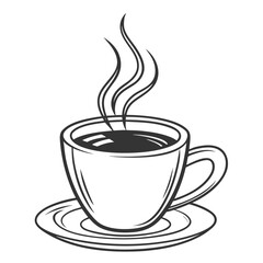 Obraz premium A simple line drawing of a coffee mug with steam isolated on white background