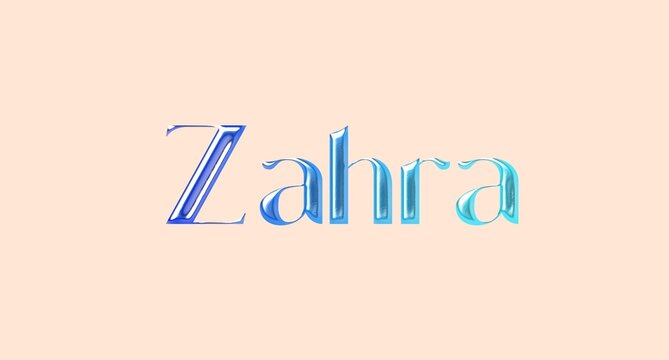Zahra name. Arabic latin Name illustration. Colorful gradient graphic vector typography with removable background. 3D Separate Arabian name.
