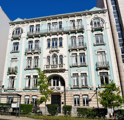characteristic buildings near the Marquês de Pombal metro station in Lisbon portugal