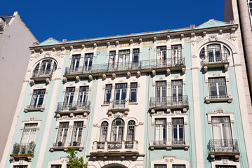 characteristic buildings near the Marquês de Pombal metro station in Lisbon portugal