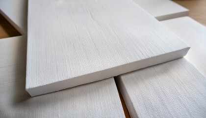 pristine white canvas blocks ready for painting and crafting projects close up view highlighting texture and clean lines perfect for art supply home decor and diy enthusiasts