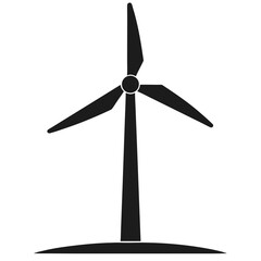 Black Line Art of Wind Turbine Blade Rotation