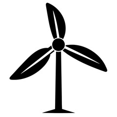 Black Line Art of Wind Turbine Blade Rotation