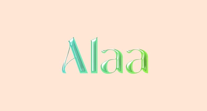 Alaa name. Arabic latin Name illustration. Colorful gradient graphic vector typography with removable background. 3D Separate Arabian name.