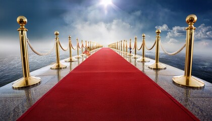 Naklejka premium red carpet and golden barrier