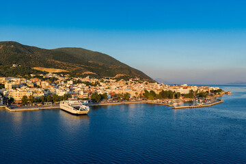 Aerial View of Loutra Edipsou Spa Town on Evia Island, Greece