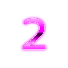 The Number 2 with glowing neon effect