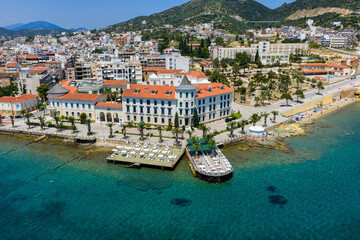 Aerial View of Loutra Edipsou Spa Town on Evia Island, Greece