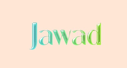 Jawad name. Arabic latin Name illustration. Colorful gradient graphic vector typography with removable background. 3D Separate Arabian name.