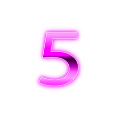 The Number 5 with glowing neon effect