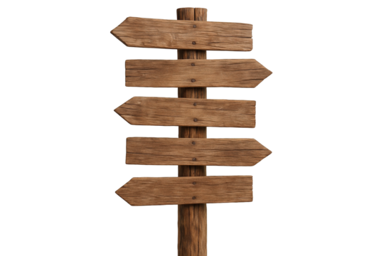 Rustic Wooden Directional Signpost with Multiple Arrow-Shaped Blanks for Custom Text and Guidance