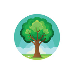 Obraz premium elm tree flat vector illustration