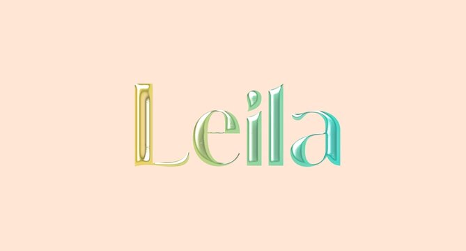 Leila name. Arabic latin Name illustration. Colorful gradient graphic vector typography with removable background. 3D Separate Arabian name.