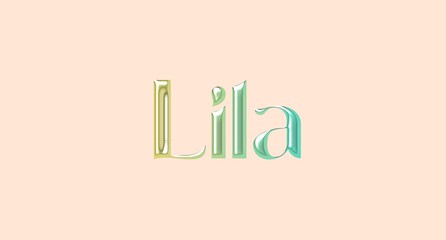 Lila name. Arabic latin Name illustration. Colorful gradient graphic vector typography with removable background. 3D Separate Arabian name.
