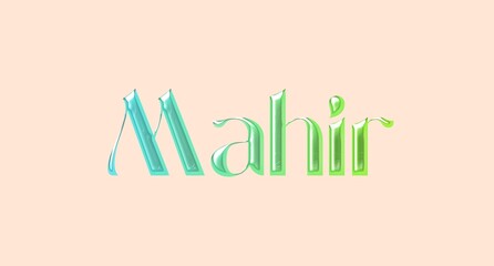 Mahir name. Arabic latin Name illustration. Colorful gradient graphic vector typography with removable background. 3D Separate Arabian name.
