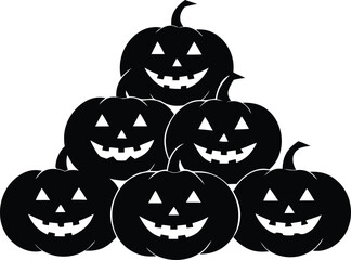  stack halloween pumpkin silhouette vector icon