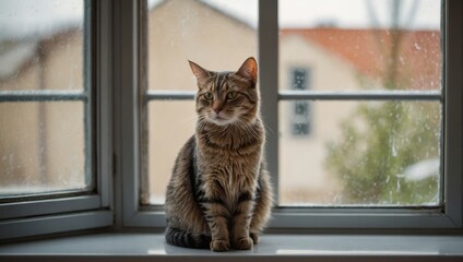 cat sitting by the window