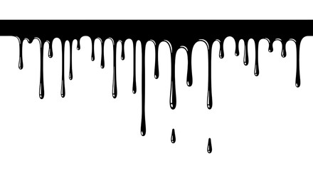 Abstract White Drip Line Art on Black Background Contemporary and Minimalist Design Element for Creative Projects