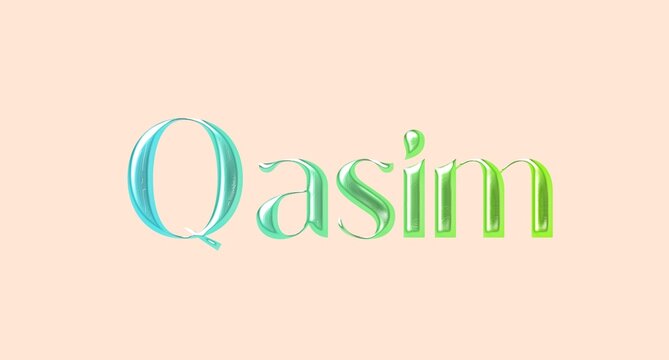 qasim name. Arabic latin Name illustration. Colorful gradient graphic vector typography with removable background. 3D Separate Arabian name.