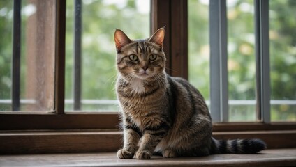 cat sitting by the window