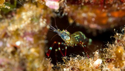 Small shrimp in coral reef crevice