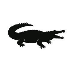 Naklejka premium Design a black silhouette of a Orinoco Crocodile white background clean vector shape