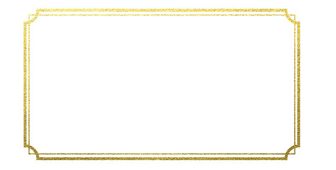 Golden glitter texture vertical photo frame on transparent background.