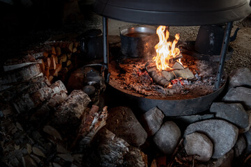 Cosy Fireplace With Cattle And Warm Flames 