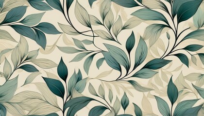 Fototapeta premium minimalist toile pattern with delicate leaves