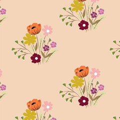 Vector flowers seamless pattern, line illustration, pencil drawing. Black and white floral pattern with flowers. Line art illustration. Floral pattern for invitations, wallpapers, print gift wra