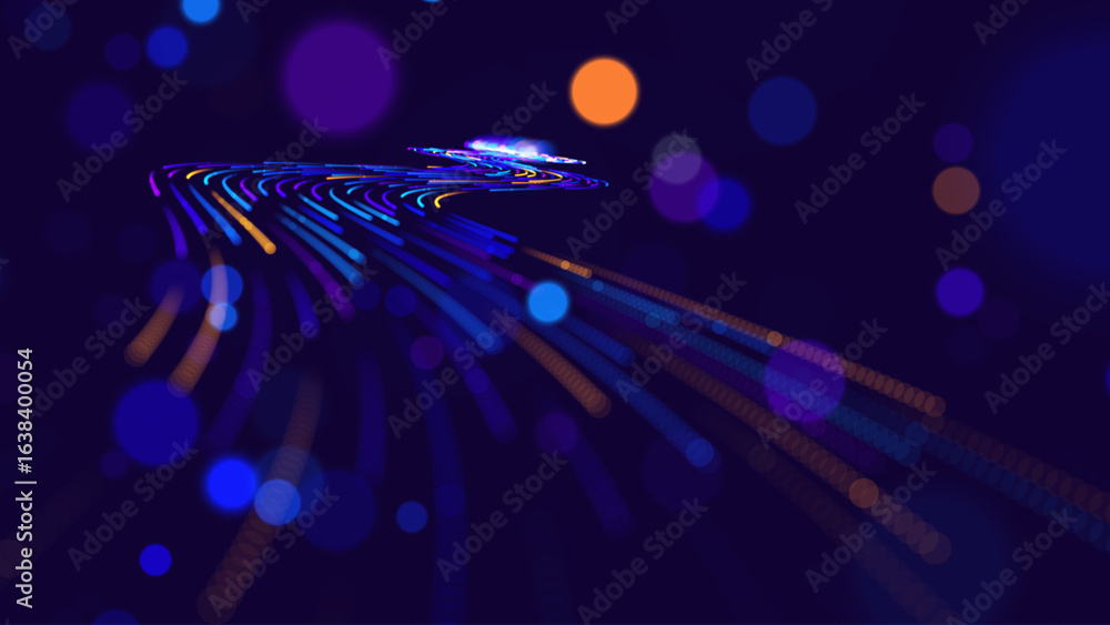 Aufkleber high speed light particles internet data cloud technology background. digital road fast speed intern