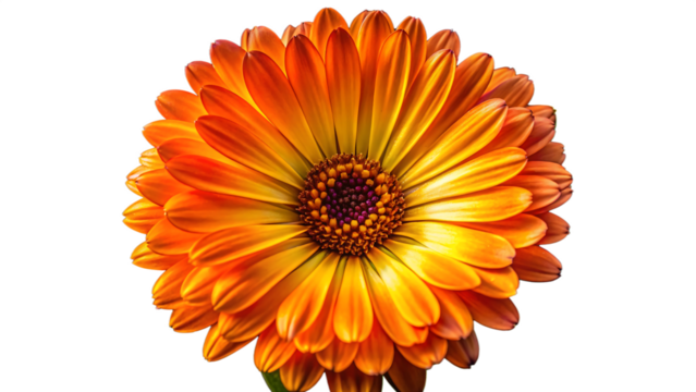 Vibrant orange calendula flower blooms with detailed petals against a stark black background
