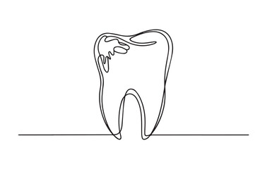 Single line drawing of a human molar tooth dental anatomy