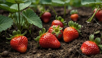 strawberries growing on the ground