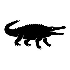 Obraz premium Design a black silhouette of a Sarcosuchus white background clean vector shape