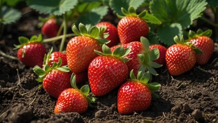 strawberries growing on the ground